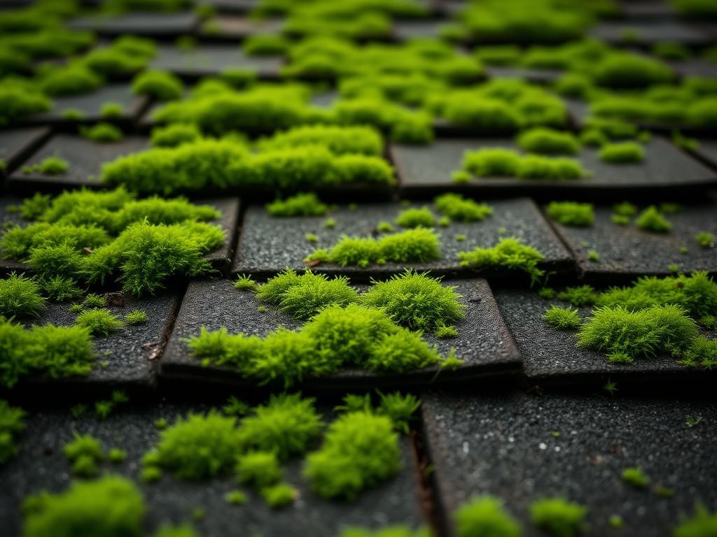 Moss buildup before pressure washing